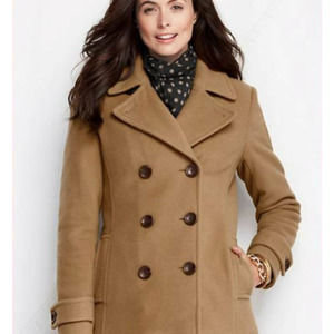 Lands' End Tan Wool Peacoat
